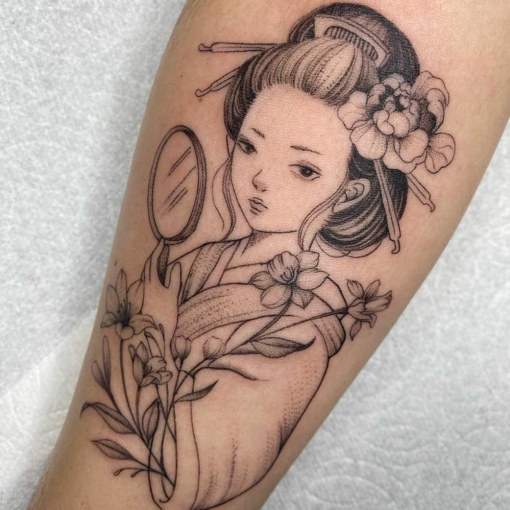Korean Style Tattoo Woman Design