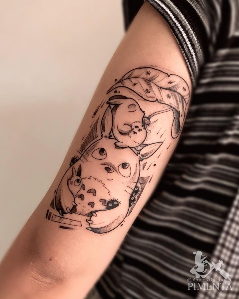Large And Noticeable Totoro Tattoo On Arm