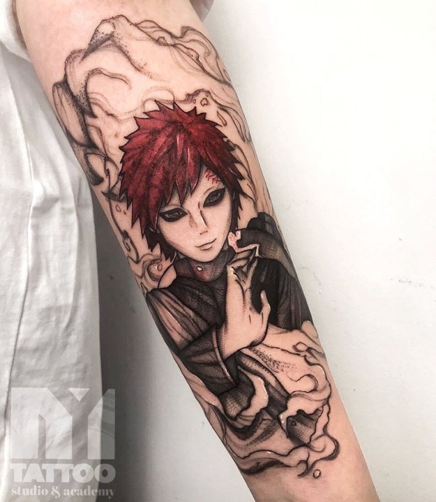 Naruto Gaara Arm Colorful Tattoo Manga Inspired