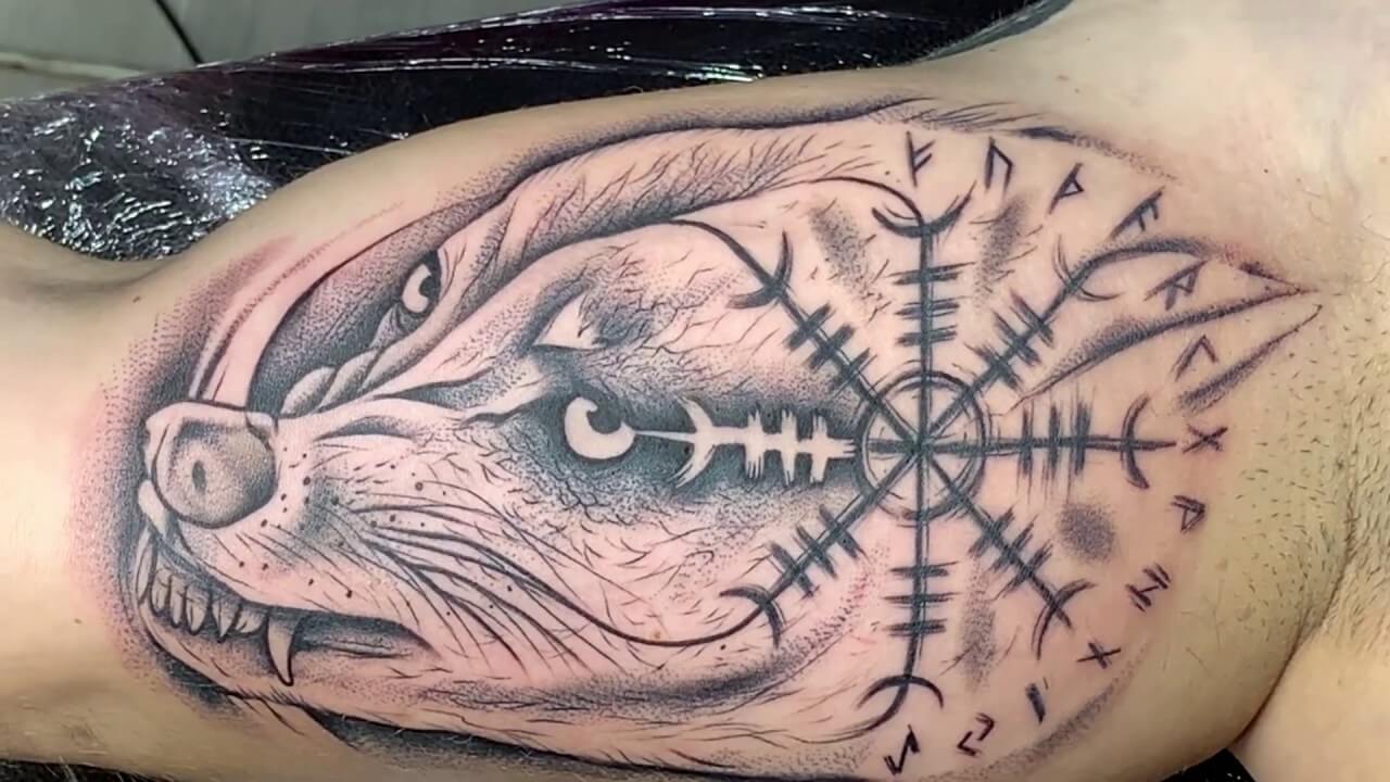 Brand new Norse Mythology tattoo By Karelyn Corcoran Great Wolf Tattoo   rtattoo