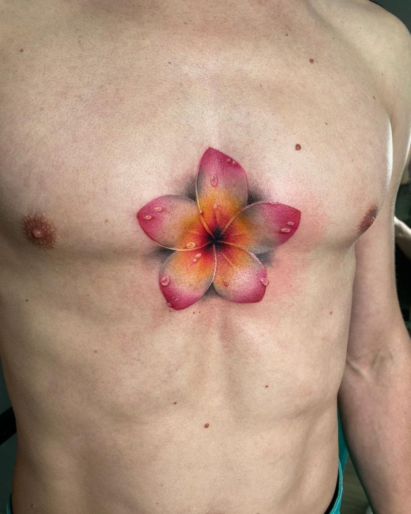 Plumeria Flower Tattoo Designs Over Chest
