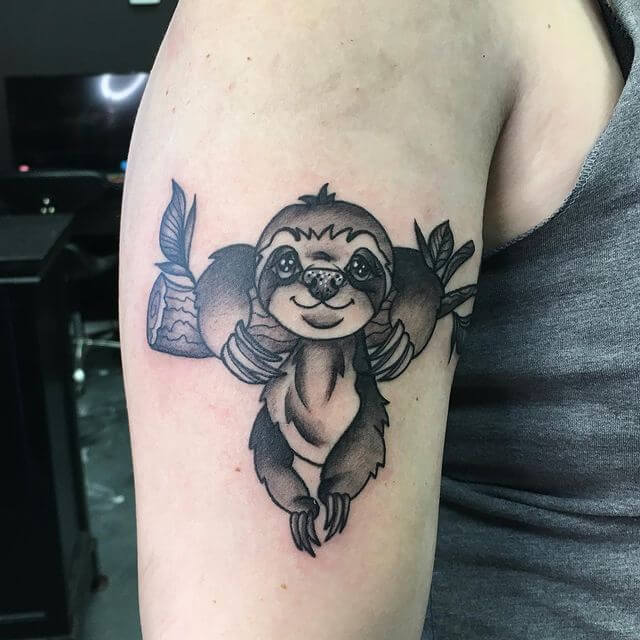 Shoulder Baby Sloth Tattoo Design