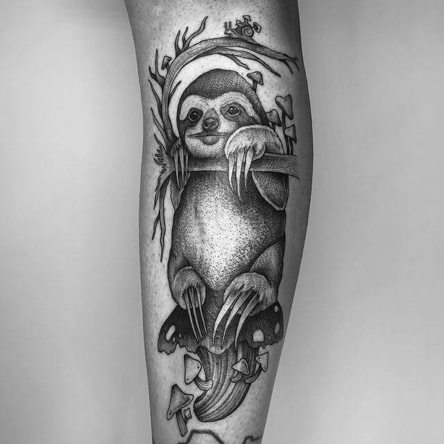 Simple Sloth Tattoo Cute Black Tattoo
