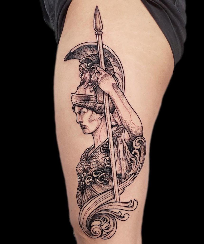 Small And Detailed Greek Goddess Tattoo