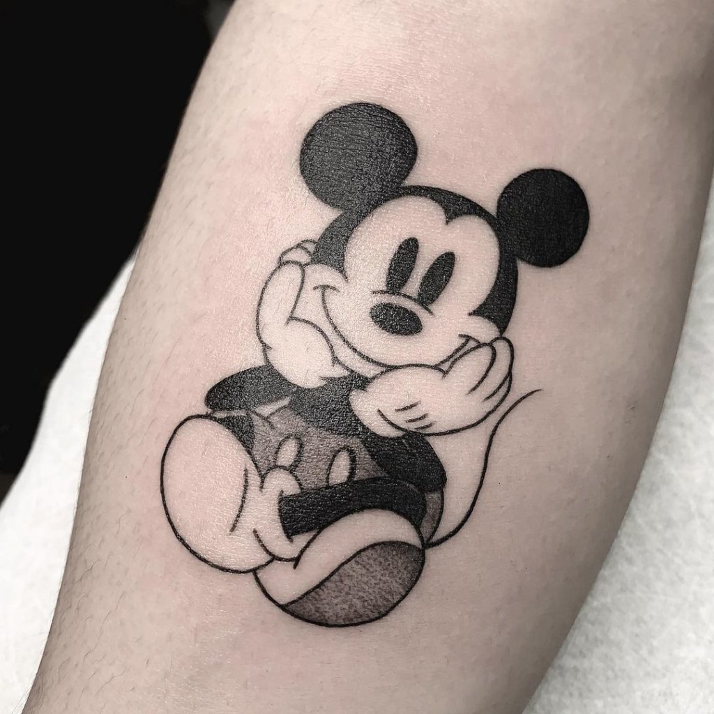 Small And Happy Mickey Mouse Tattoo Designs
