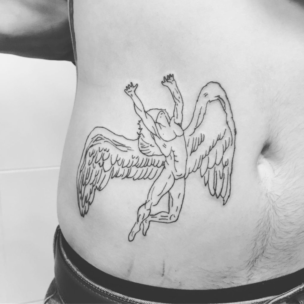 led zeppelin angel tattoo with fun burning city action  Flickr