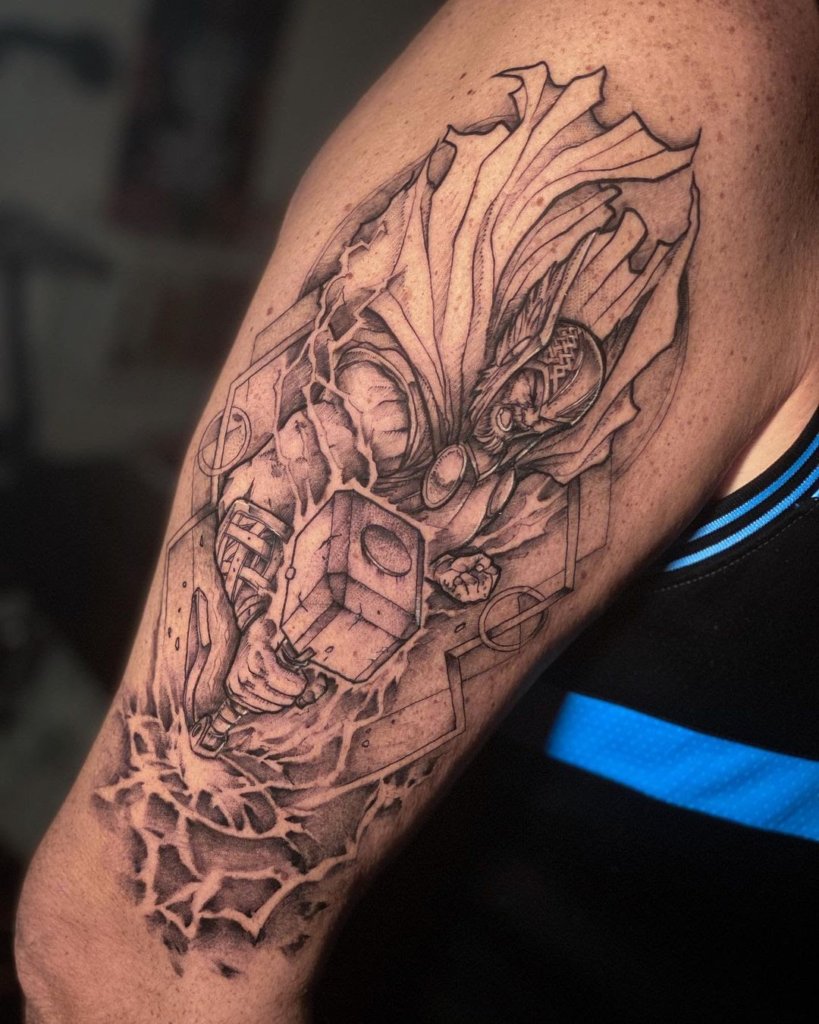 Thor Tattoo Over Shoulder God Of Thunder Inspired