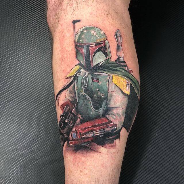 Unique And Detailed Boba Fett Tattoo