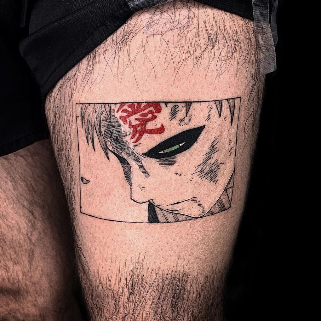 Unique Gaara Face Tattoo With A Pop Of Color
