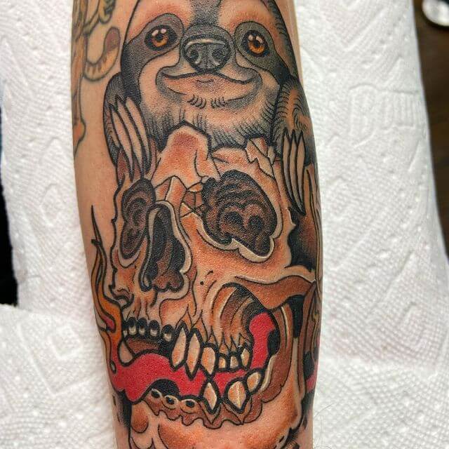 Unique Sloth Tattoo Large Piece