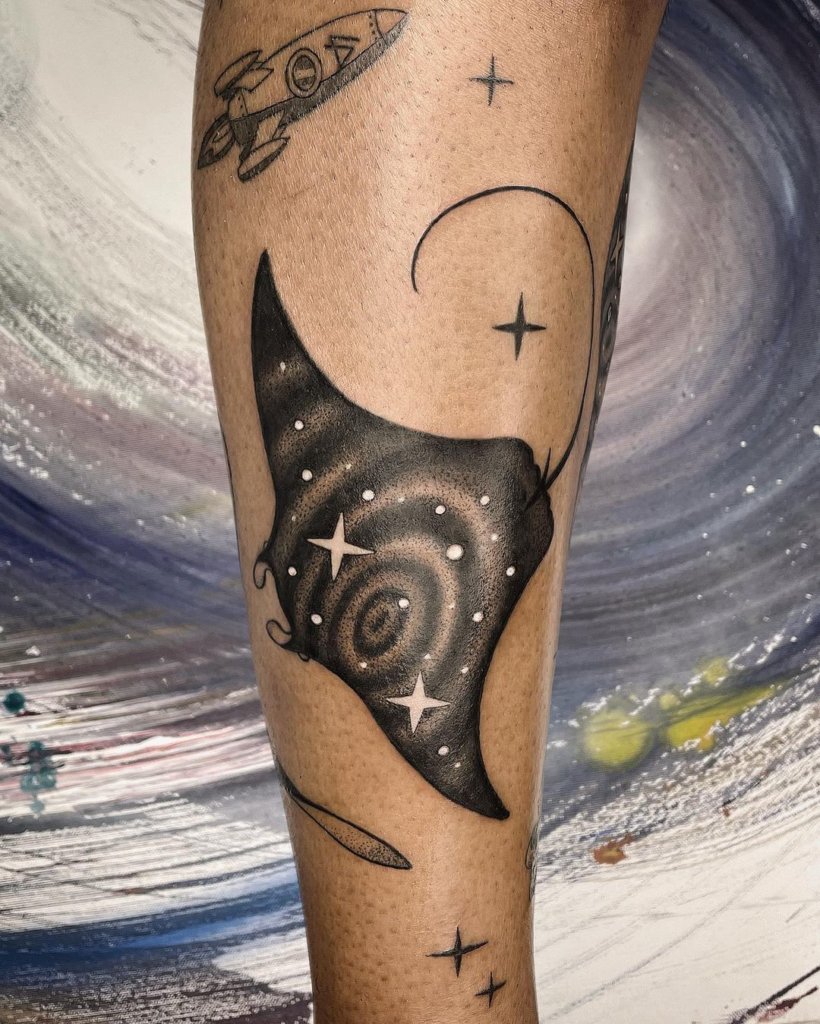 Universe And Galaxy Manta Ray Tattoo
