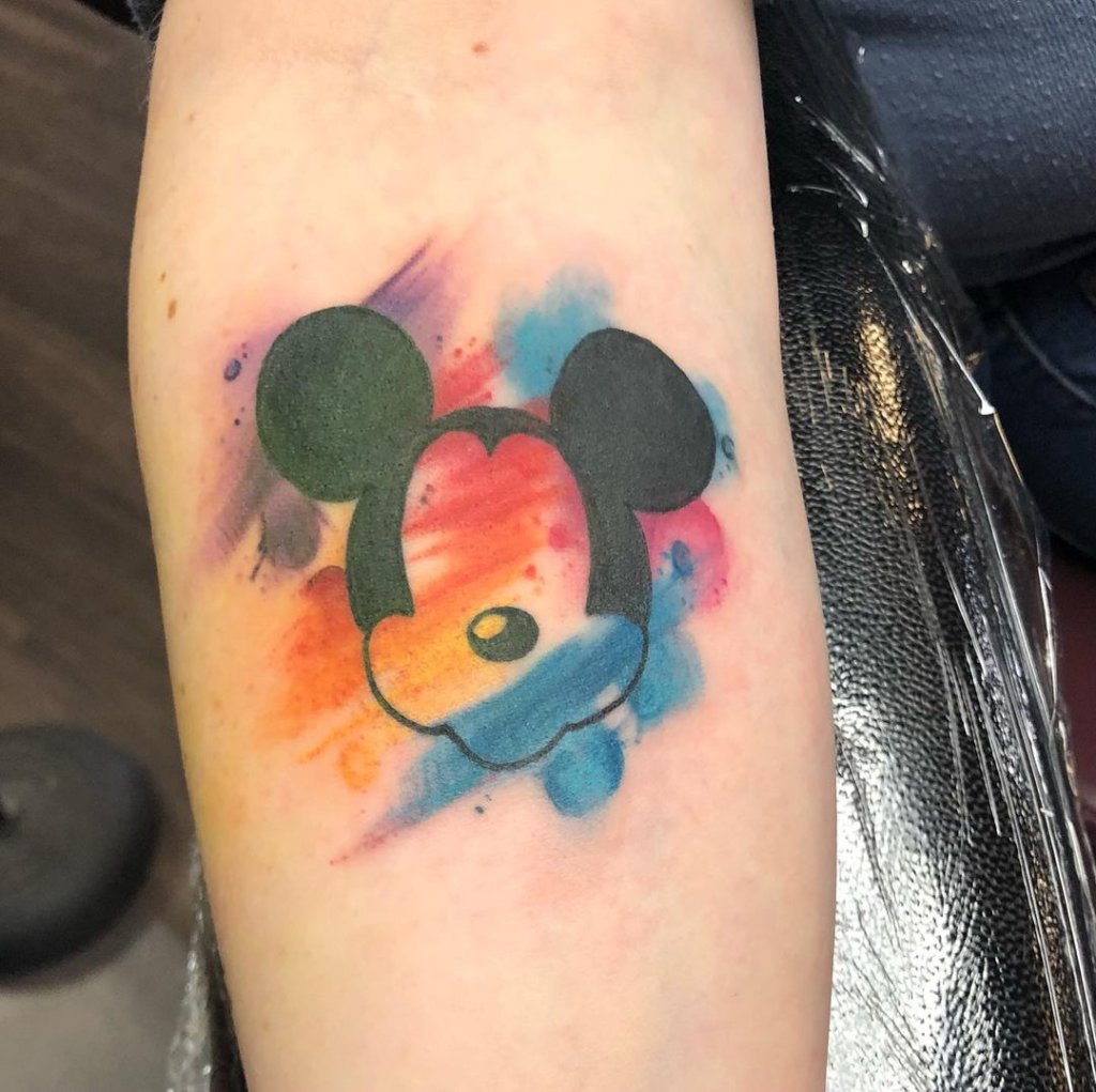 Watercolor Mickey Mouse Tattoo