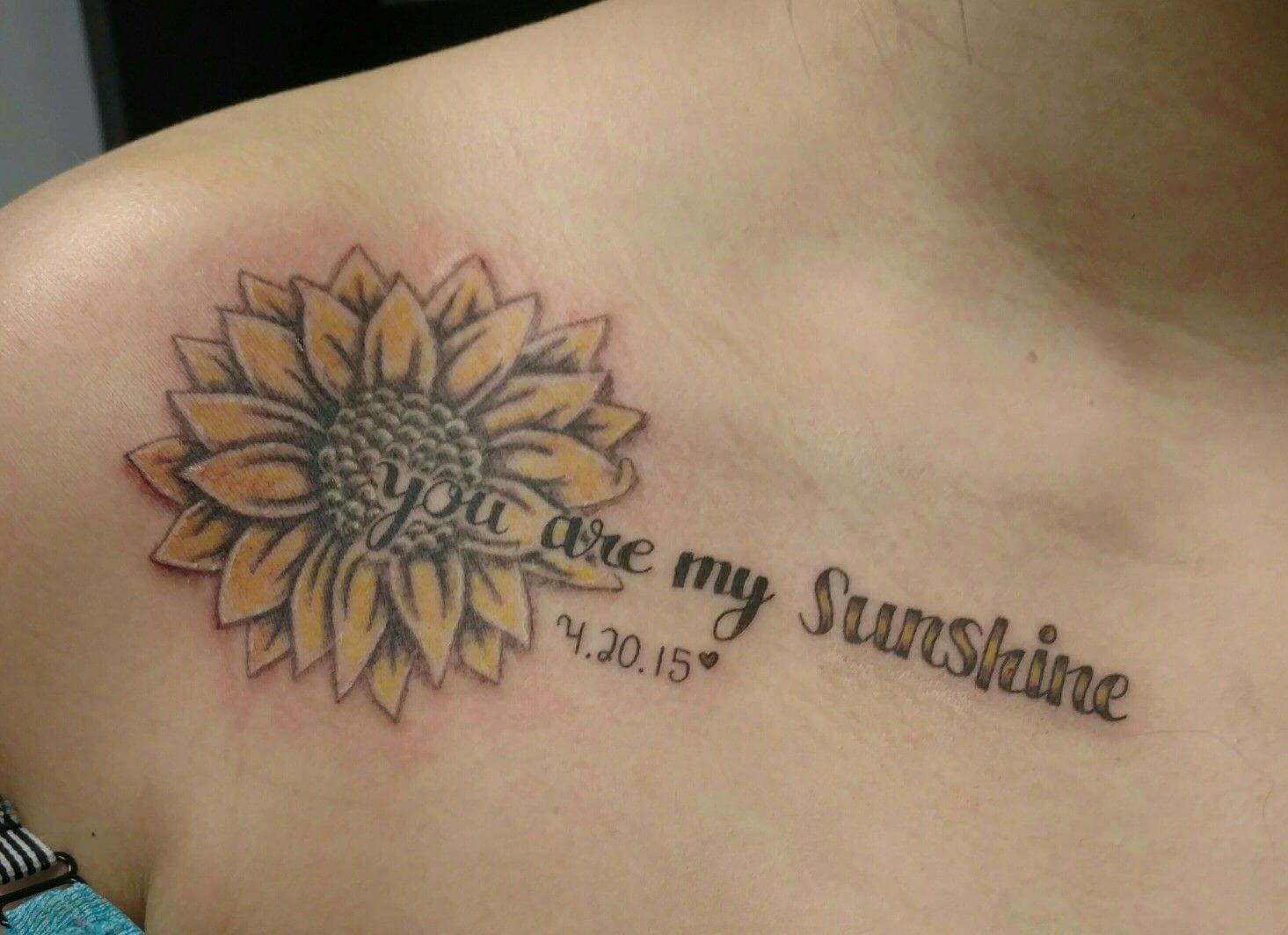 Tattoo uploaded by Lydia Bush  On top of the sunflower I want You are my  sunshine then below I want my grandbaby name Hazel Grace  Tattoodo