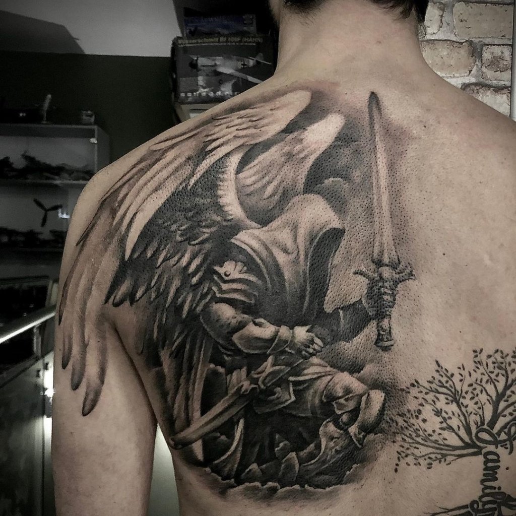 Back Angel Michael Tattoos