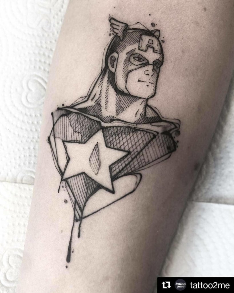 Black Ink Captain America Tattoos