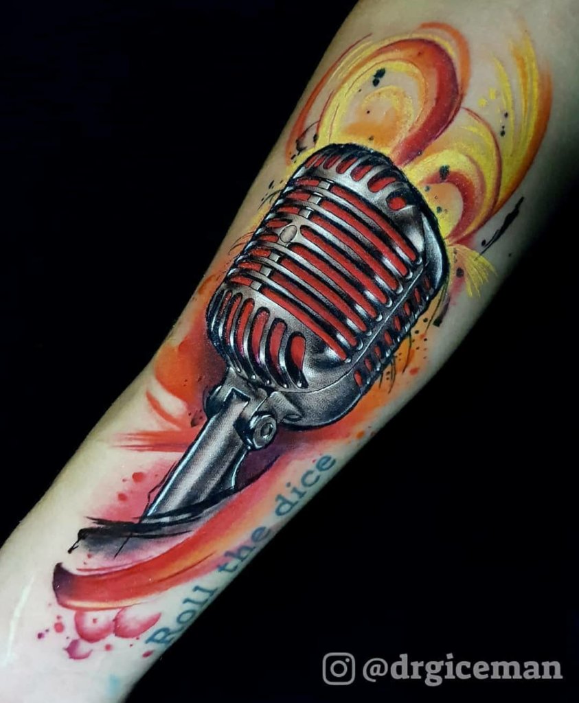 Bright & Colorful Microphone Tattoo Designs