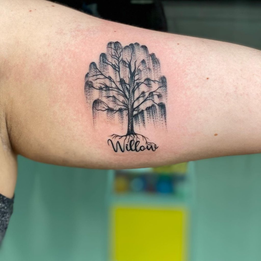 Forearm Willow Tree Black Ink