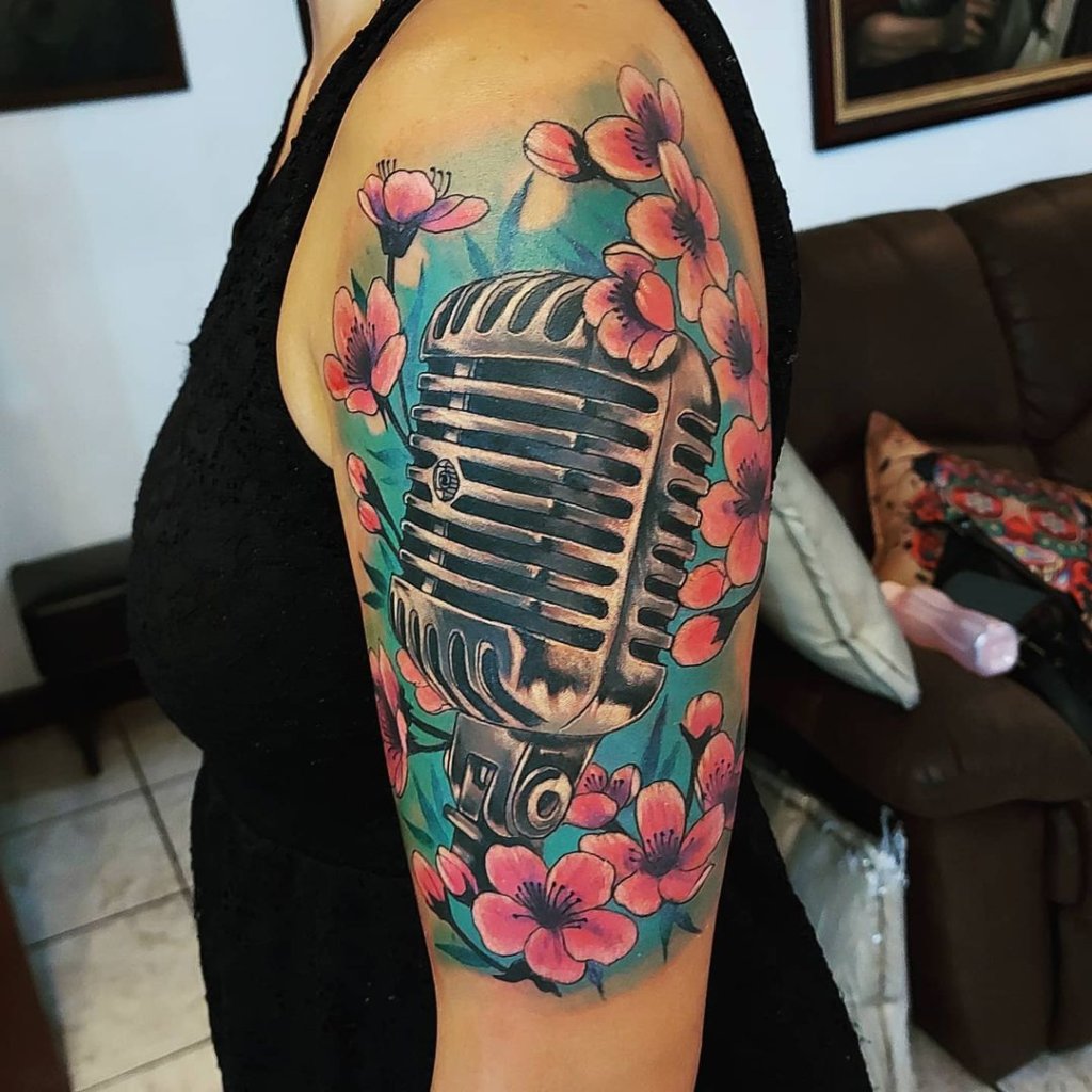 Gorgeous & Colorful Microphone Tattoo Designs