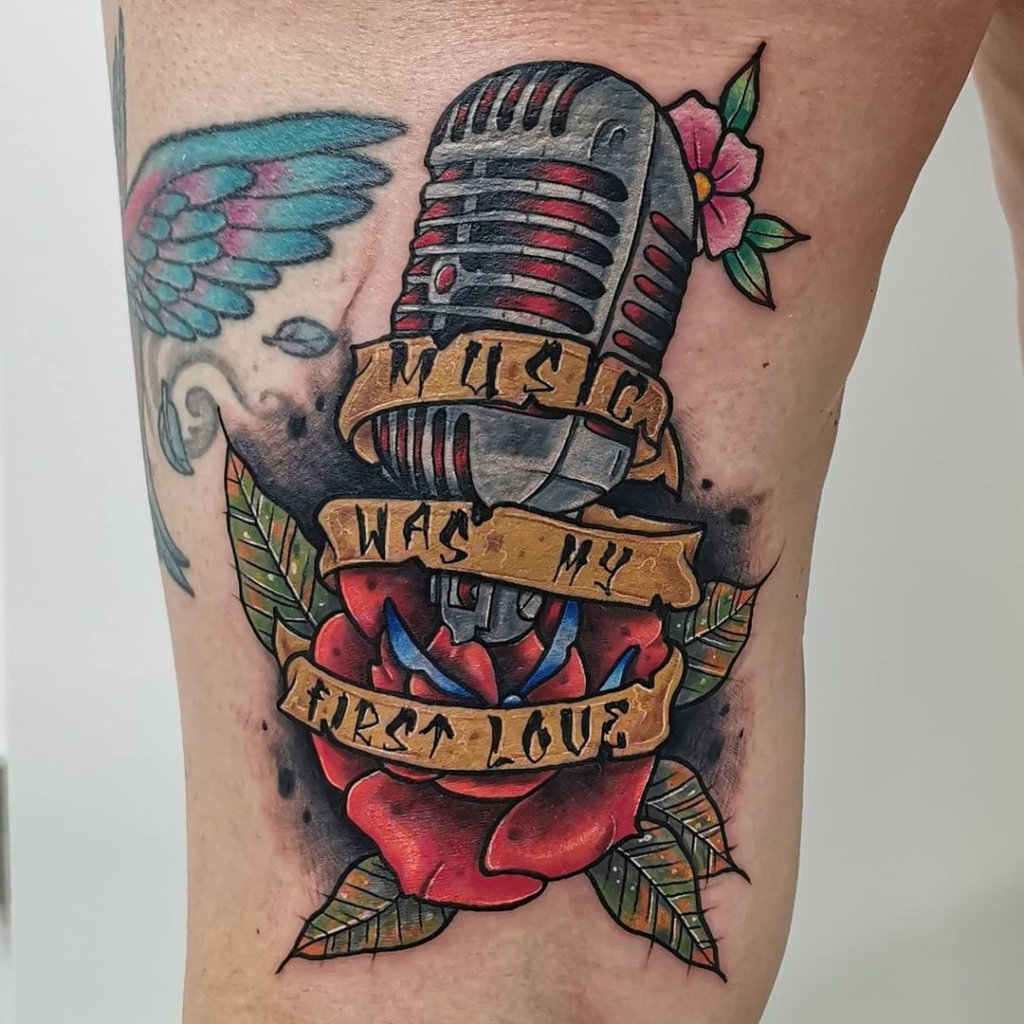 Music Inspired Old Microphone Tattoos