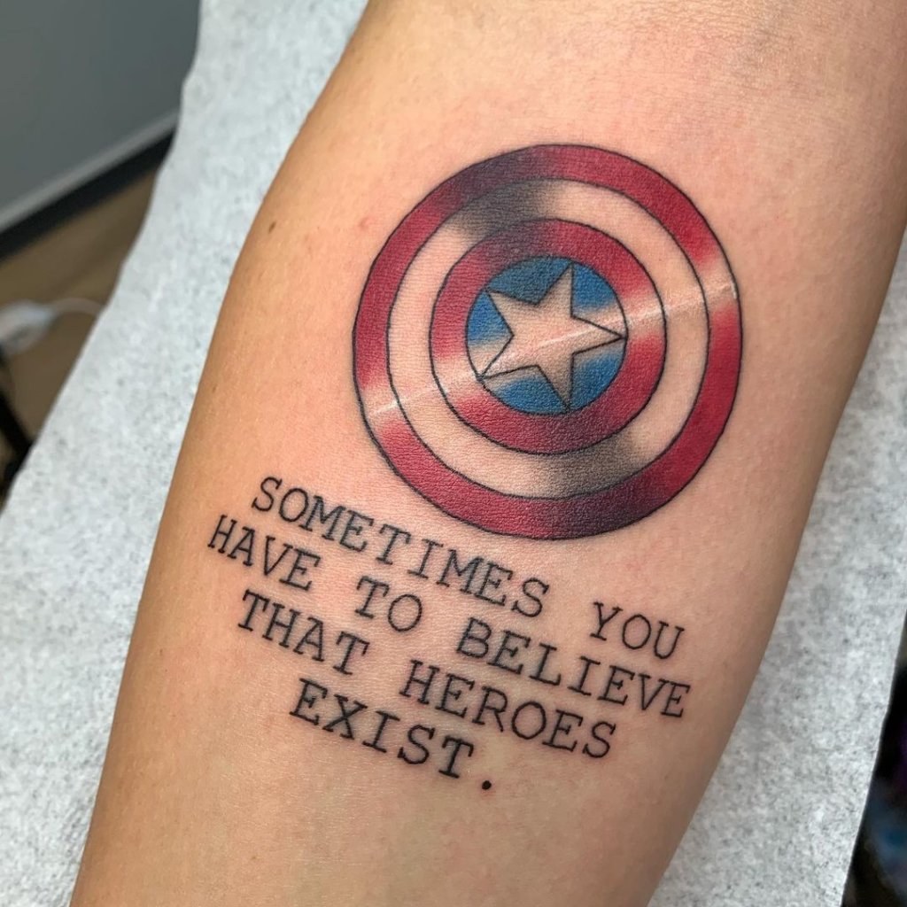Small Circle Captain America Tattoo Shield