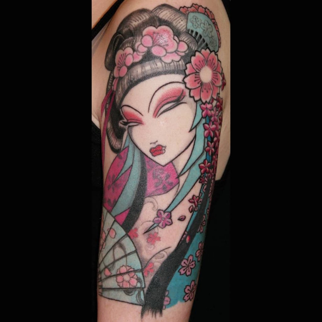 Pink Rose Sleeve Tattoo