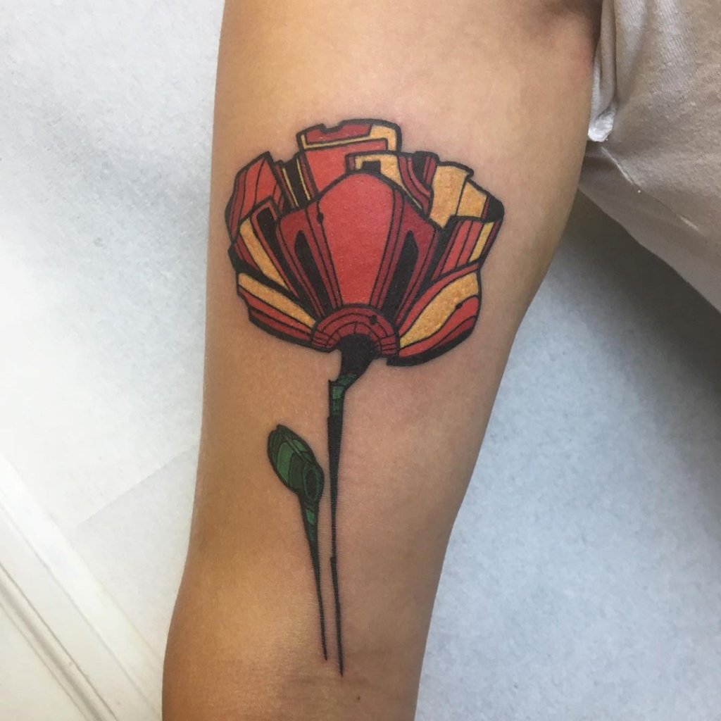 Art Deco Tattoos Flower Red Image