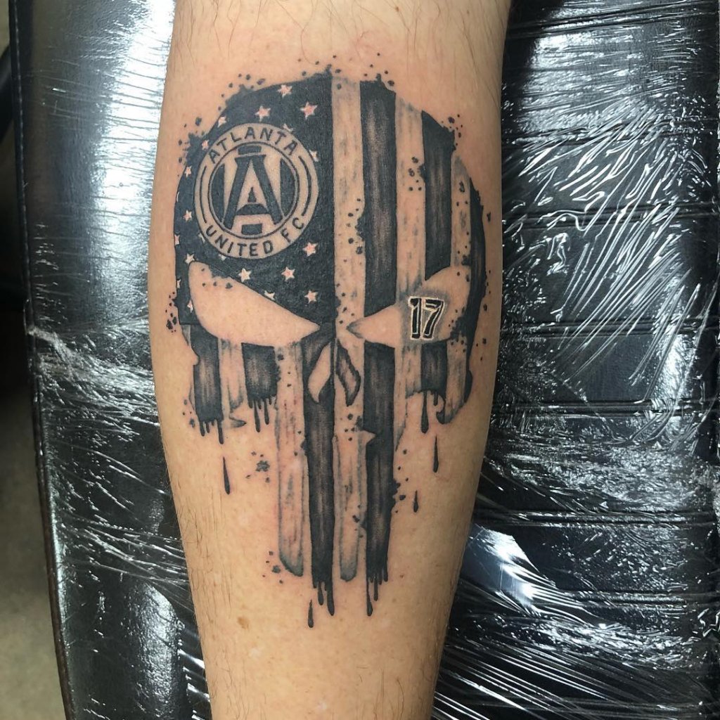 Black & White Punisher Skull Tattoo Military Design