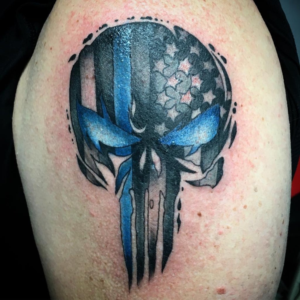 Bright Blue Punisher Tattoos