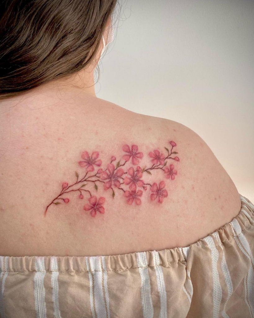 Cherry Blossom Tree Back Tattoo