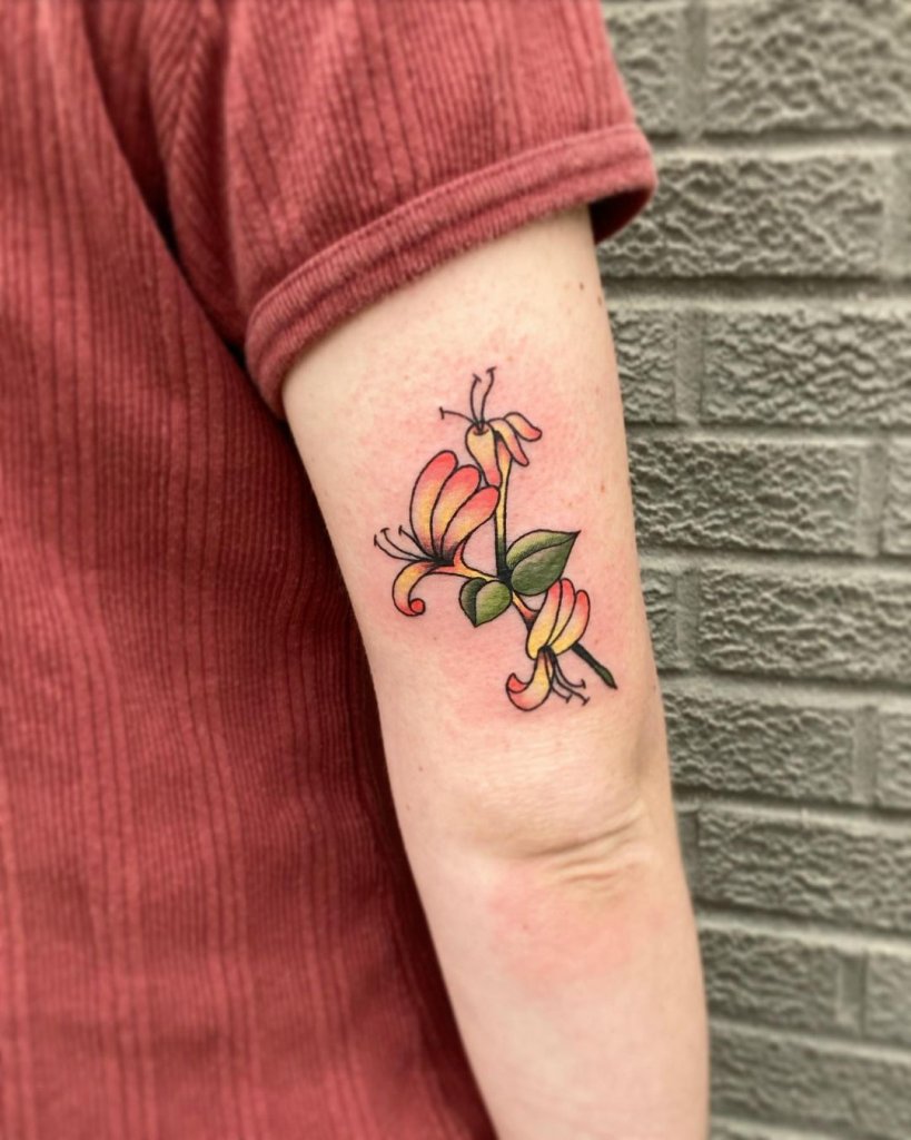 Colorful Forearm Small Honeysuckle Tattoo Outsons