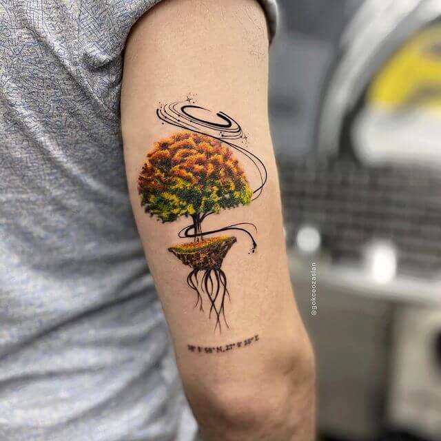 Colorful Tree Tattoos Forearm