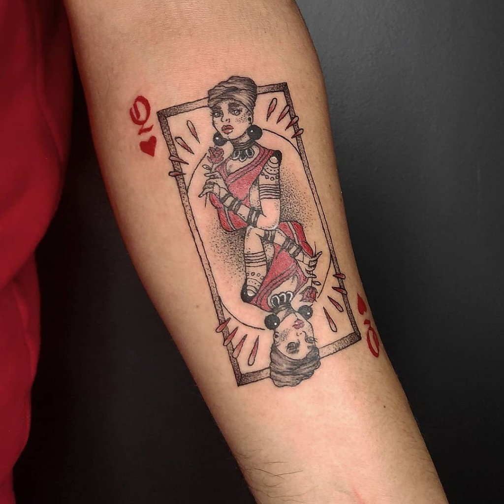Forearm Queen Of Hearts Tattoos