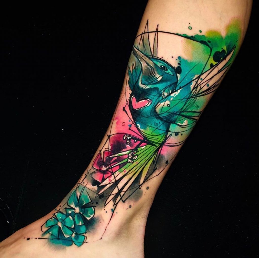 Giant Colorful Art Deco Tattoos Feminine Ink
