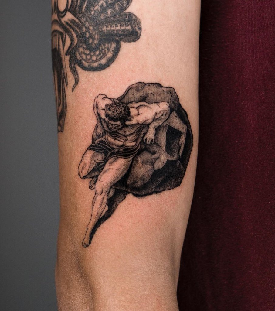 Giant & Detailed Sisyphus Tattoo