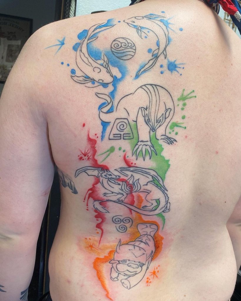 Gorgeous Back Avatar Airbender Tattoo