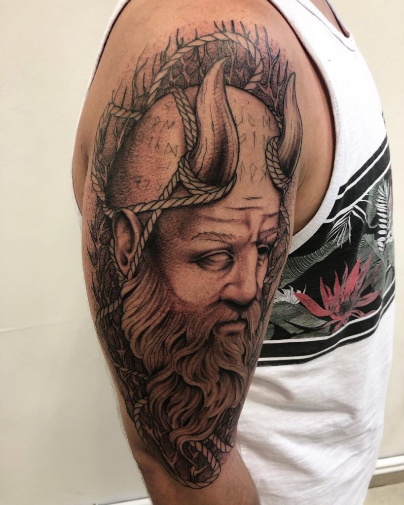 Shoulder Black Ink God Of War Kratos Tattoo