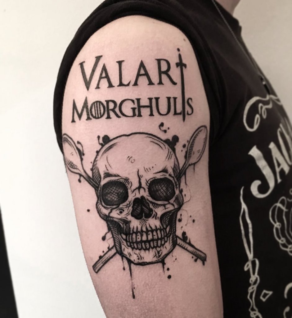 Skull Inspired Black Ink Game Of Thrones Tattoo