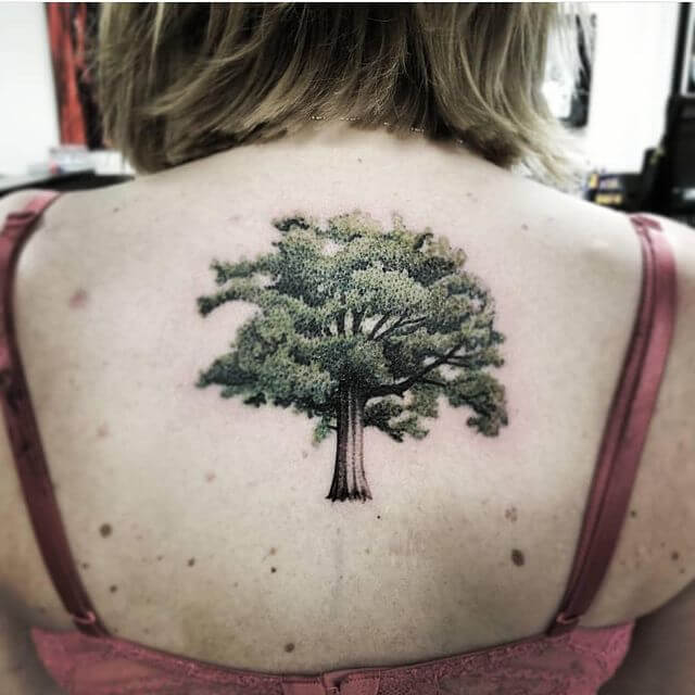 Tree Back Tattoo For Women