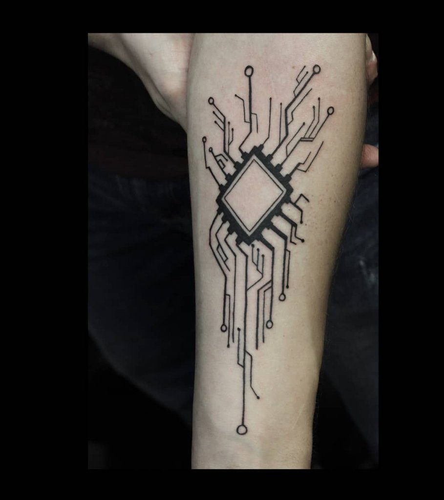 Electronic circuit tattoo on me by bartvanhertum at Skins Bodyart  Belgium  rtattoo