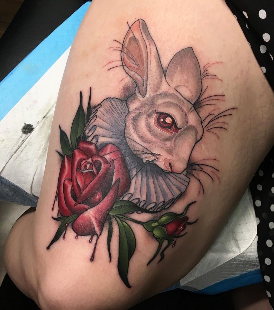 white rabbit tattoo