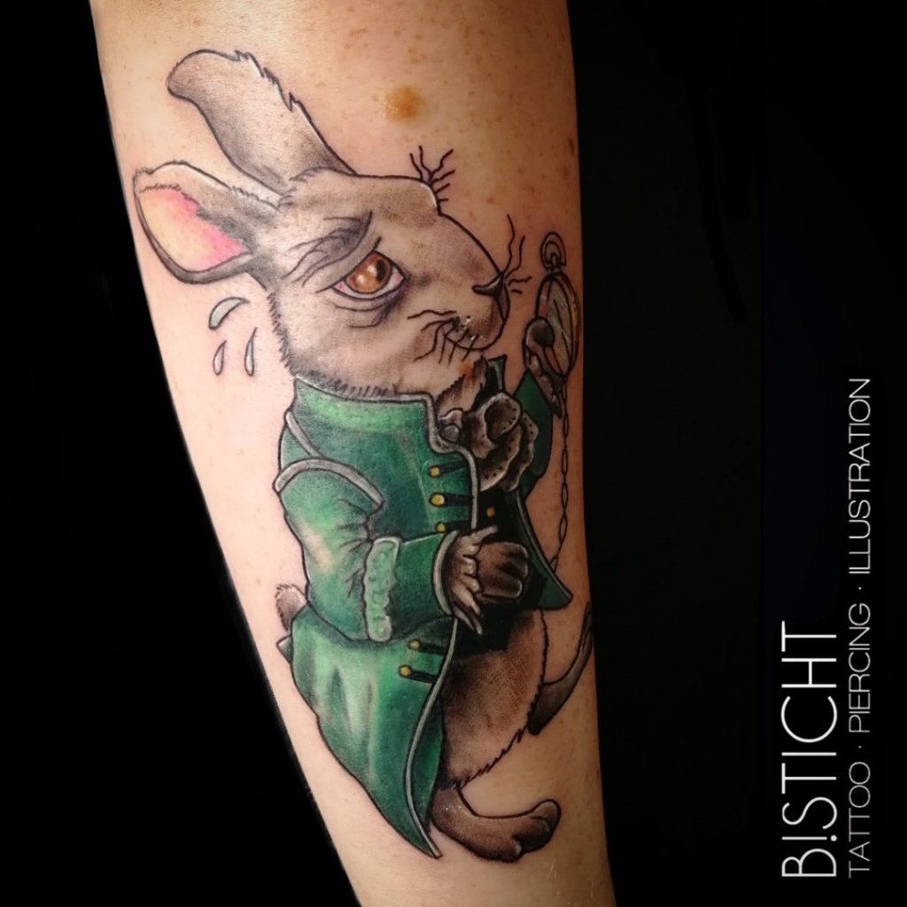 white rabbit tattoo