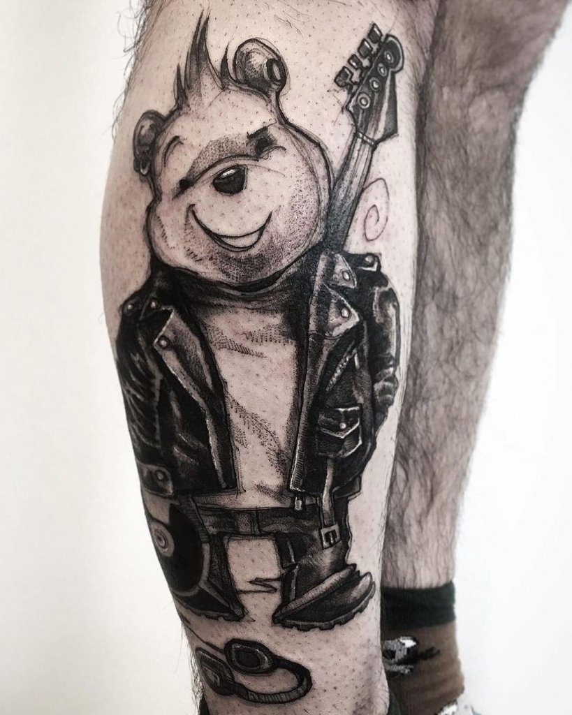 Tattoo Design On Leg Pooh