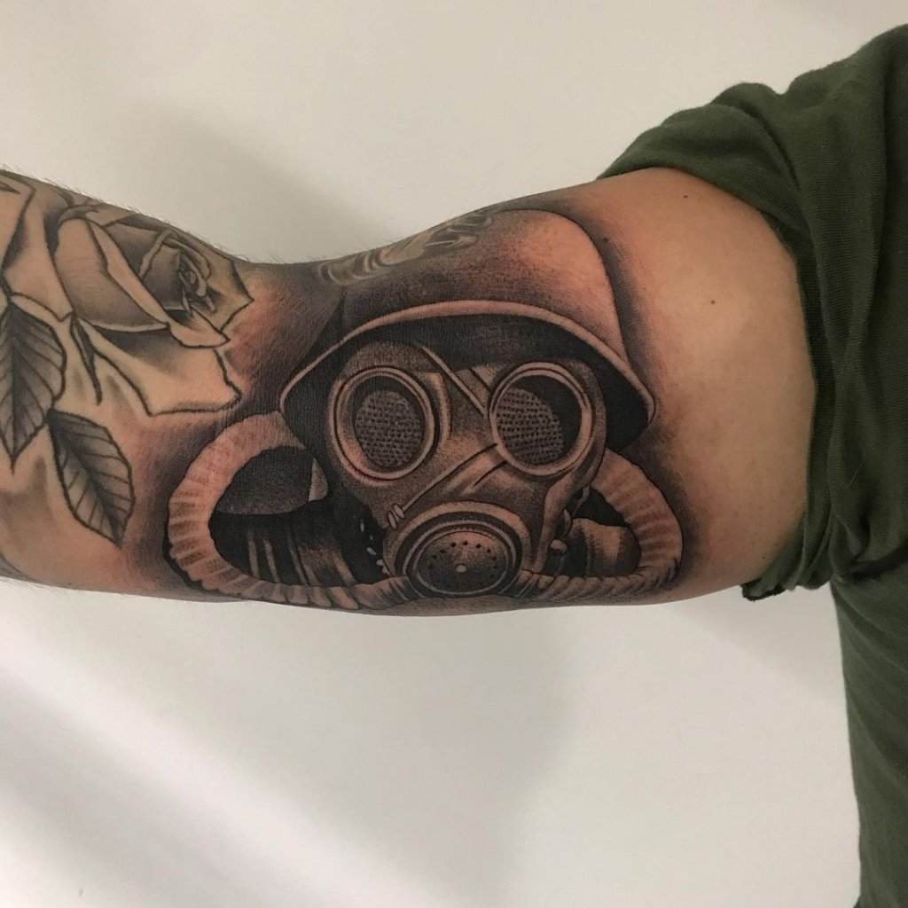 gas mask tattoo