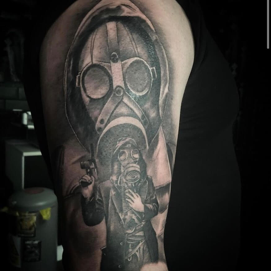 gas mask tattoo