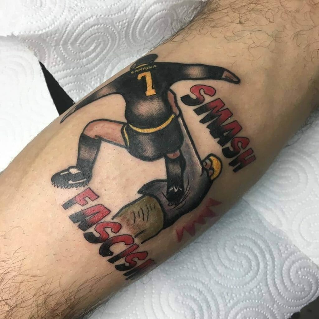 Smashing fascism is a great antifa tattoo