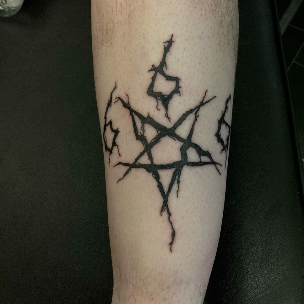 666 And Upside-Down Pentagram Tattoo