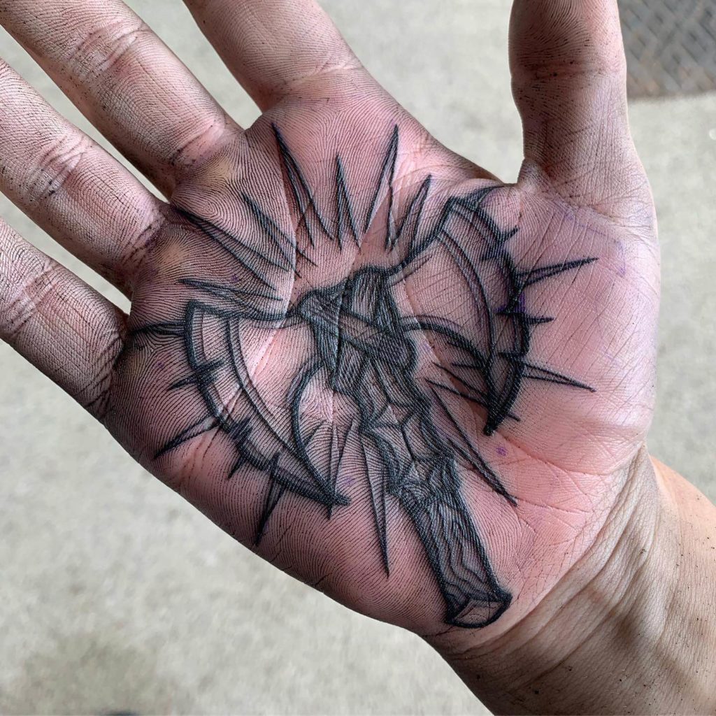 axe hand tattoo