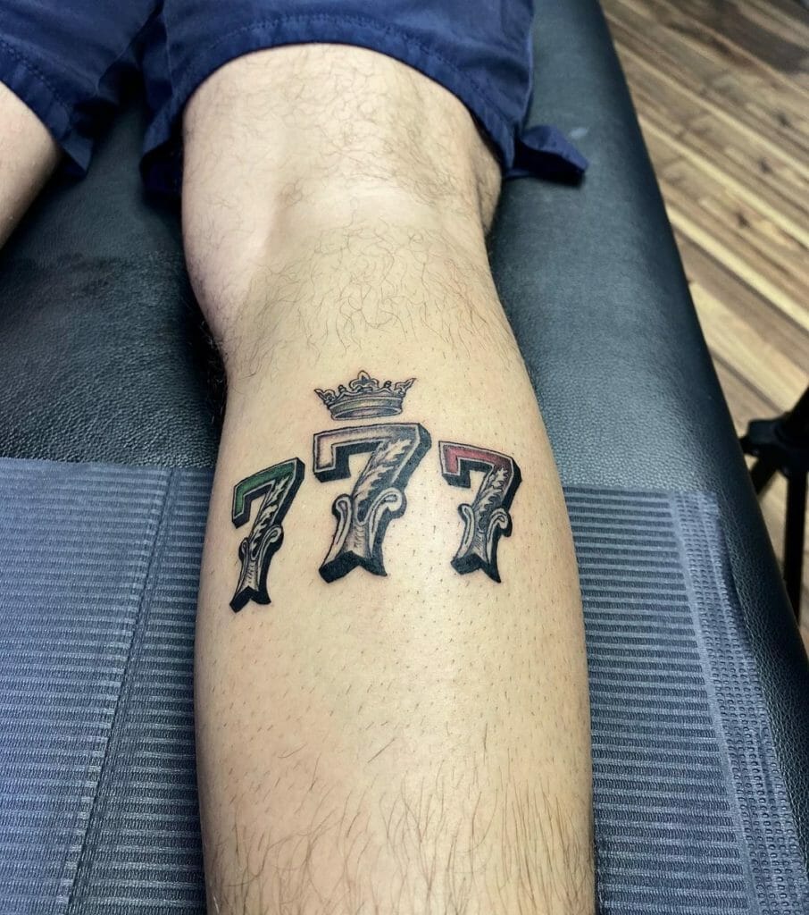 777 Tattoo With Crown