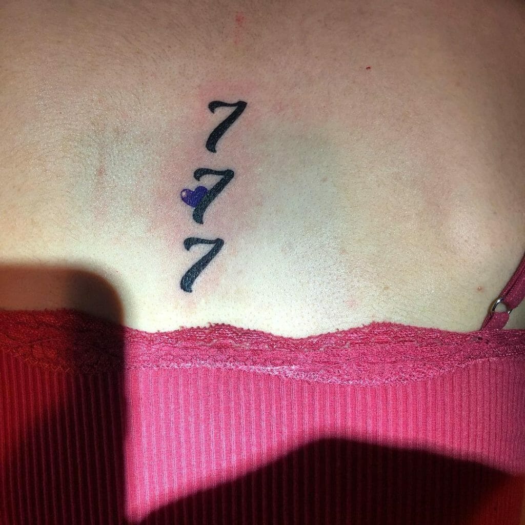 777 Tattoo With Heart