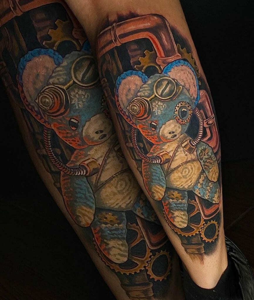 Adorable Steampunk Teddy Bear Tattoo Art
